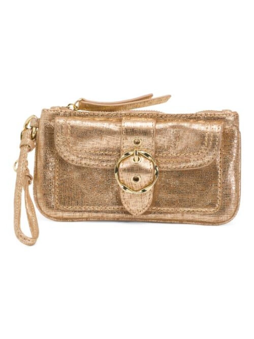 KIM GRAVEL Leather Front Buckle Wristlet